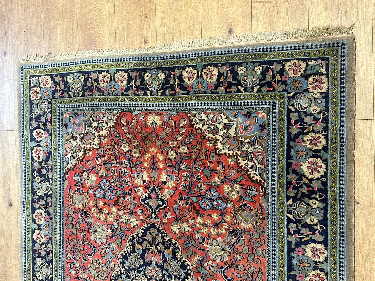 Orientteppich handgeknüpft Ghom Korkwolle fein 210x147 cm