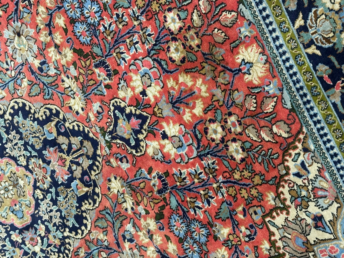 Orientteppich handgeknüpft Ghom Korkwolle fein 210x147 cm