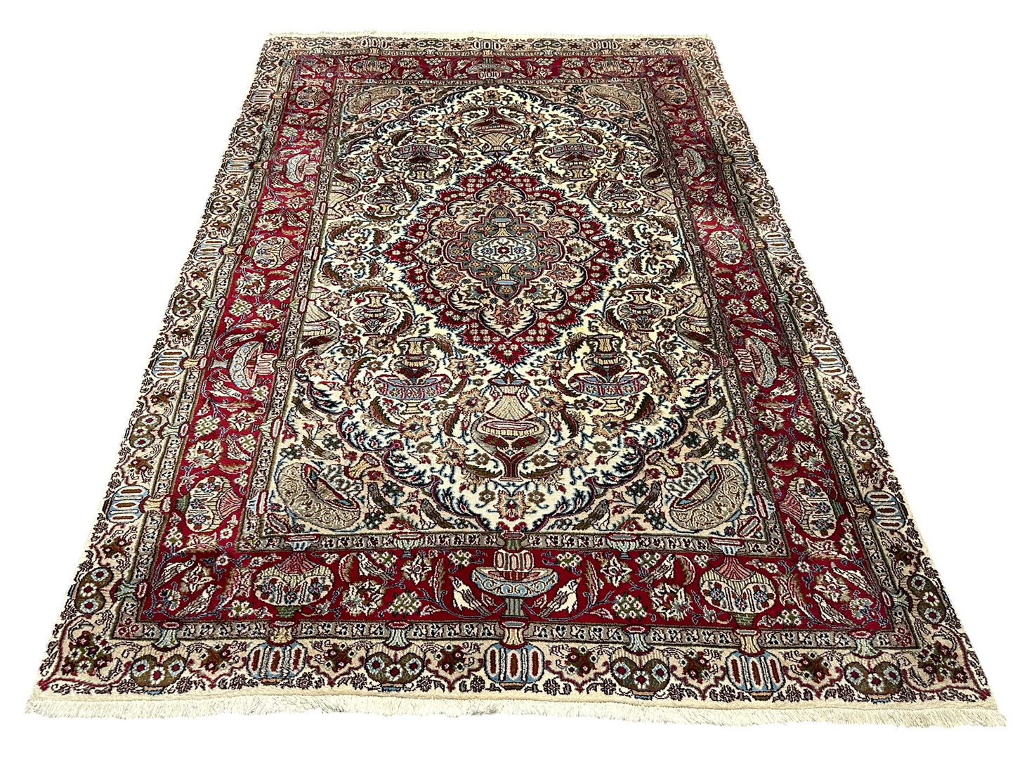 Orientteppich handgeknüpft Bilder vasen Kaschmar 290x200 cm