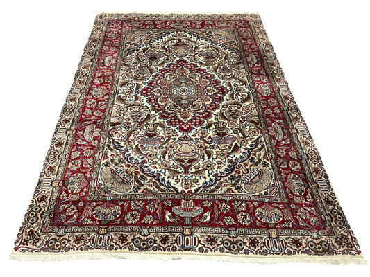 Orientteppich handgeknüpft Bilder vasen Kaschmar 290x200 cm