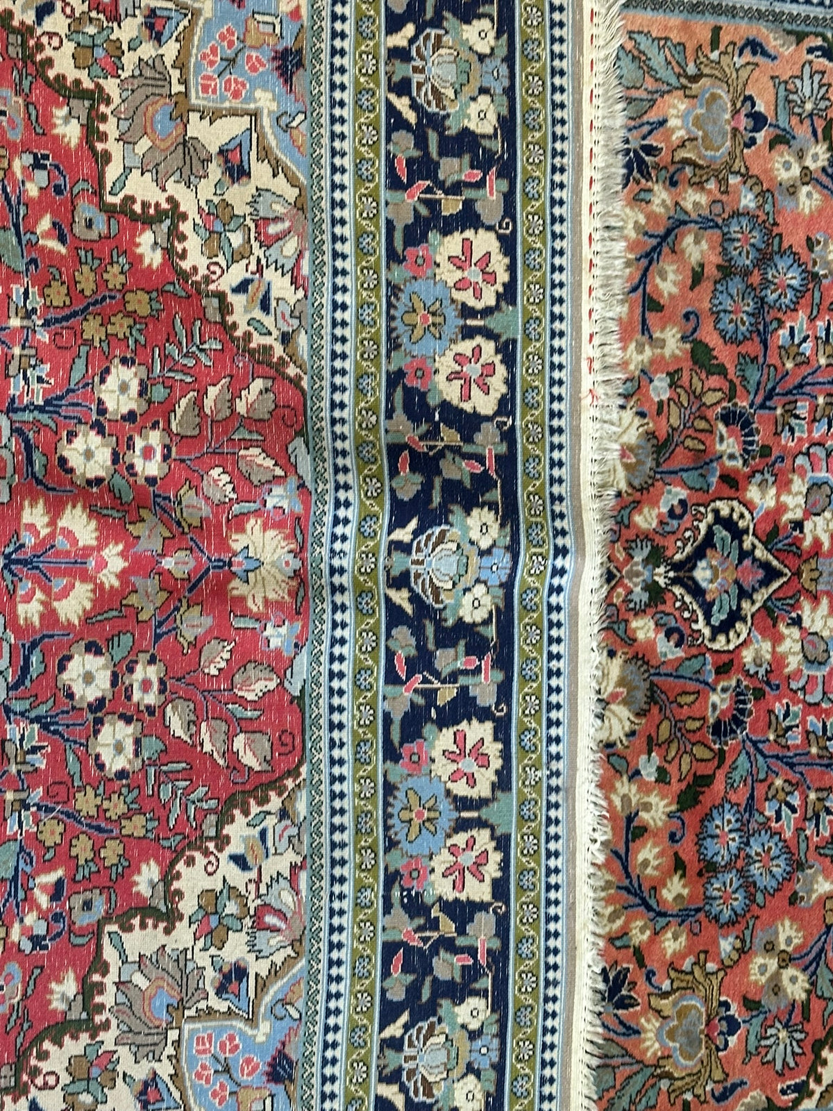 Orientteppich handgeknüpft Ghom Korkwolle fein 210x147 cm