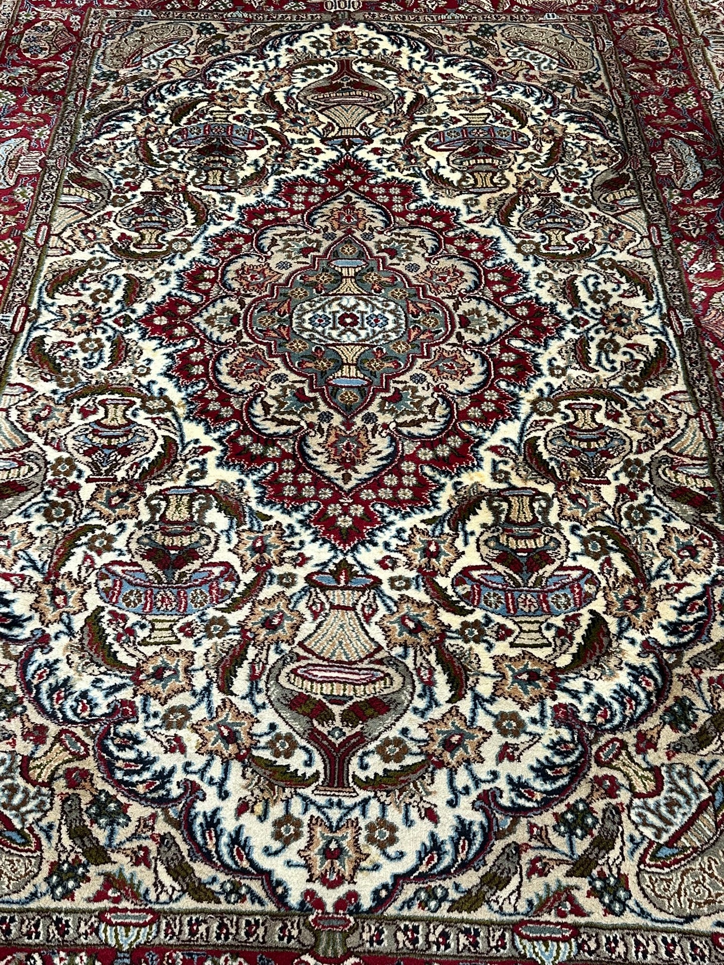 Orientteppich handgeknüpft Bilder vasen Kaschmar 290x200 cm