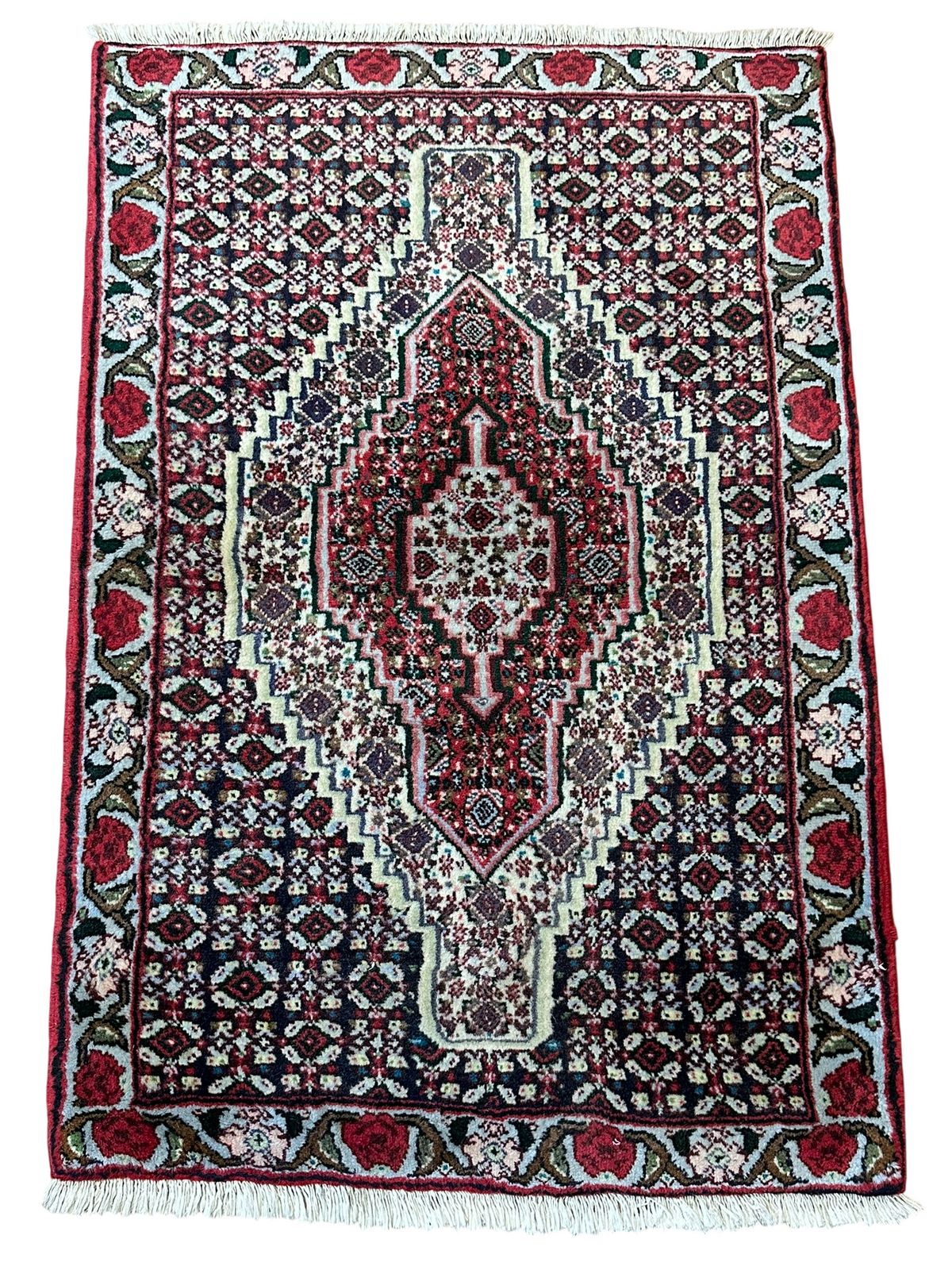 Orientteppich handgeknüpft Senneh Bidjar Wolle 110x74 cm