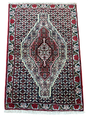 Orientteppich handgeknüpft Senneh Bidjar Wolle 110x74 cm