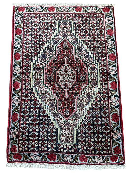 Orientteppich handgeknüpft Senneh Bidjar Wolle 110x74 cm