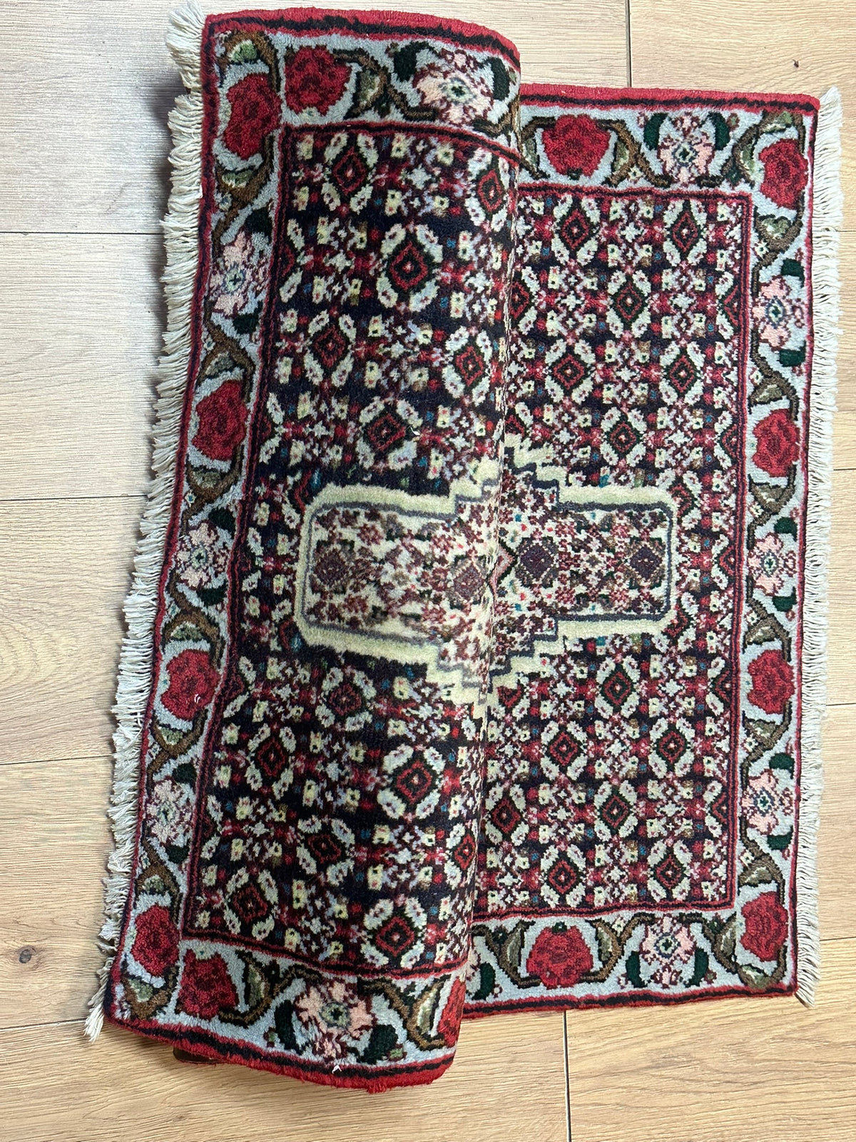 Orientteppich handgeknüpft Senneh Bidjar Wolle 110x74 cm