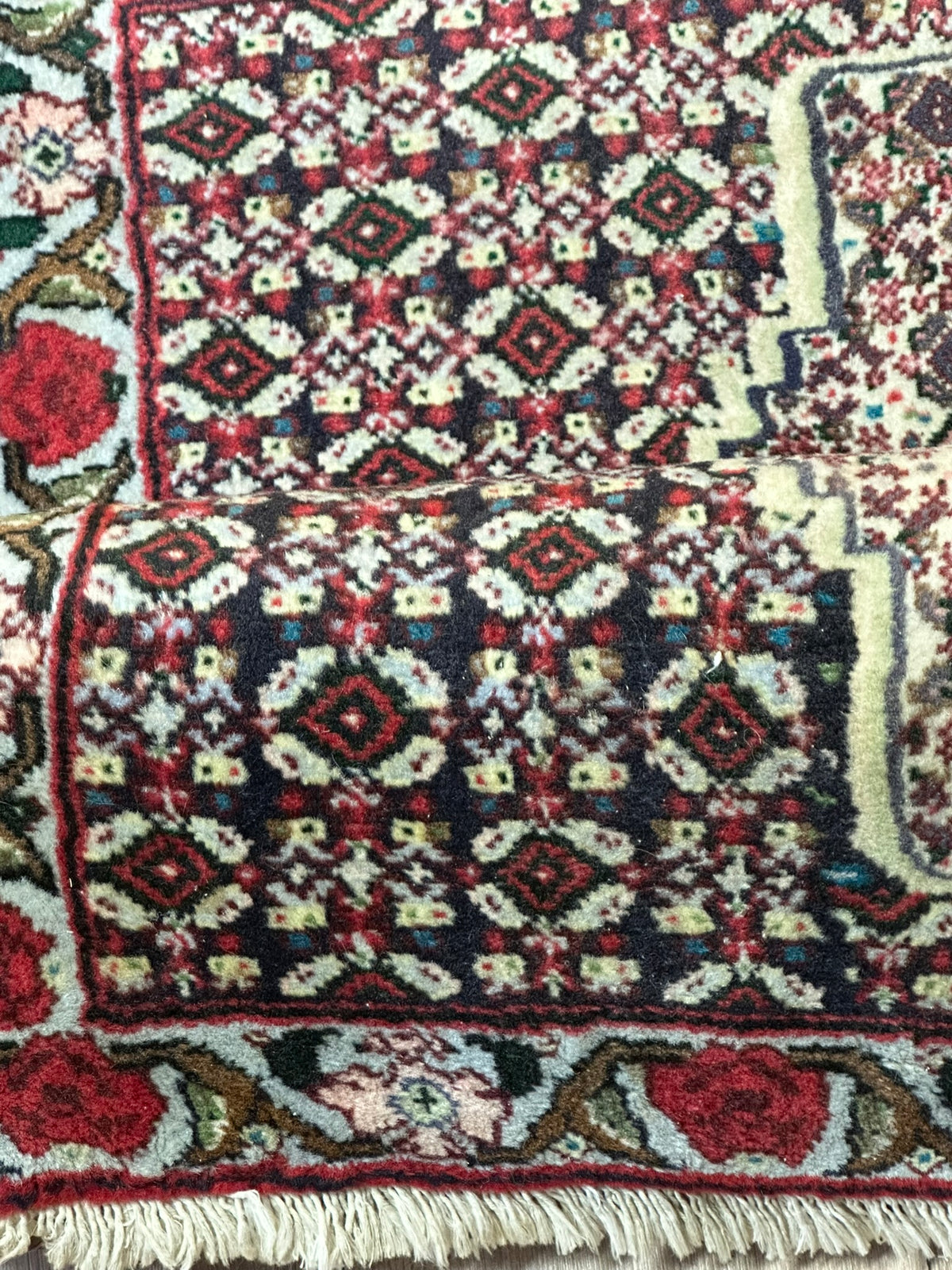 Orientteppich handgeknüpft Senneh Bidjar Wolle 110x74 cm