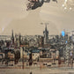 L. Hondius, Alte Grafik hinter Mueseumsglas Stadtansicht London 35x66cm