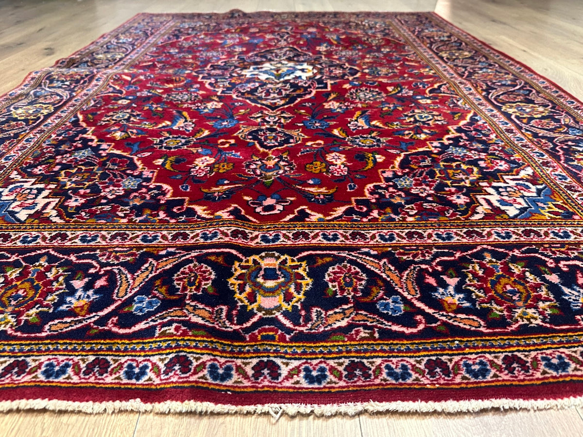 Orientteppich handgeknüpft Keschan Korkwolle 224x140 cm