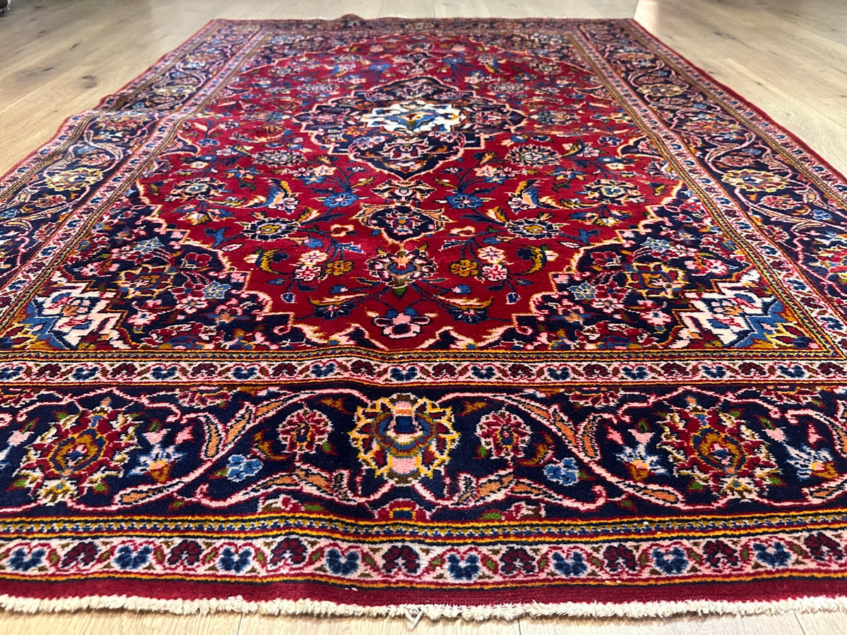 Orientteppich handgeknüpft Keschan Korkwolle 224x140 cm