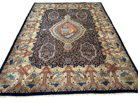 Orientteppich handgeknüpft Bilder Vasen  Kaschmar Unikat 390x295 cm