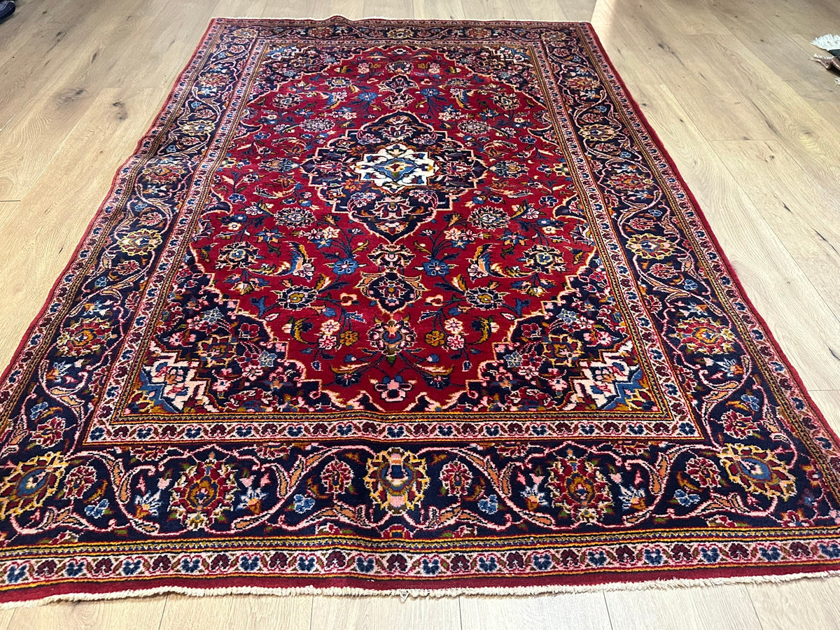 Orientteppich handgeknüpft Keschan Korkwolle 224x140 cm