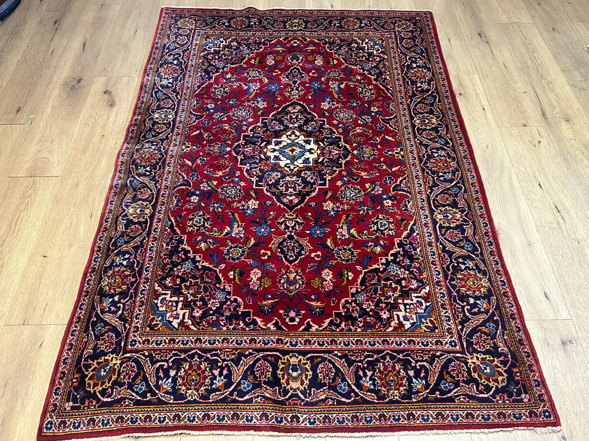 Orientteppich handgeknüpft Keschan Korkwolle 224x140 cm