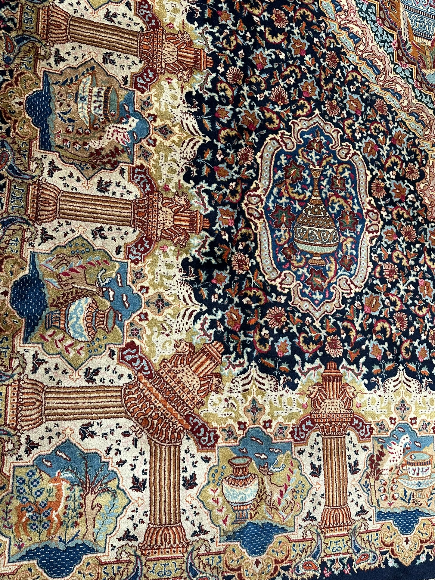 Orientteppich handgeknüpft Bilder Vasen  Kaschmar Unikat 390x295 cm
