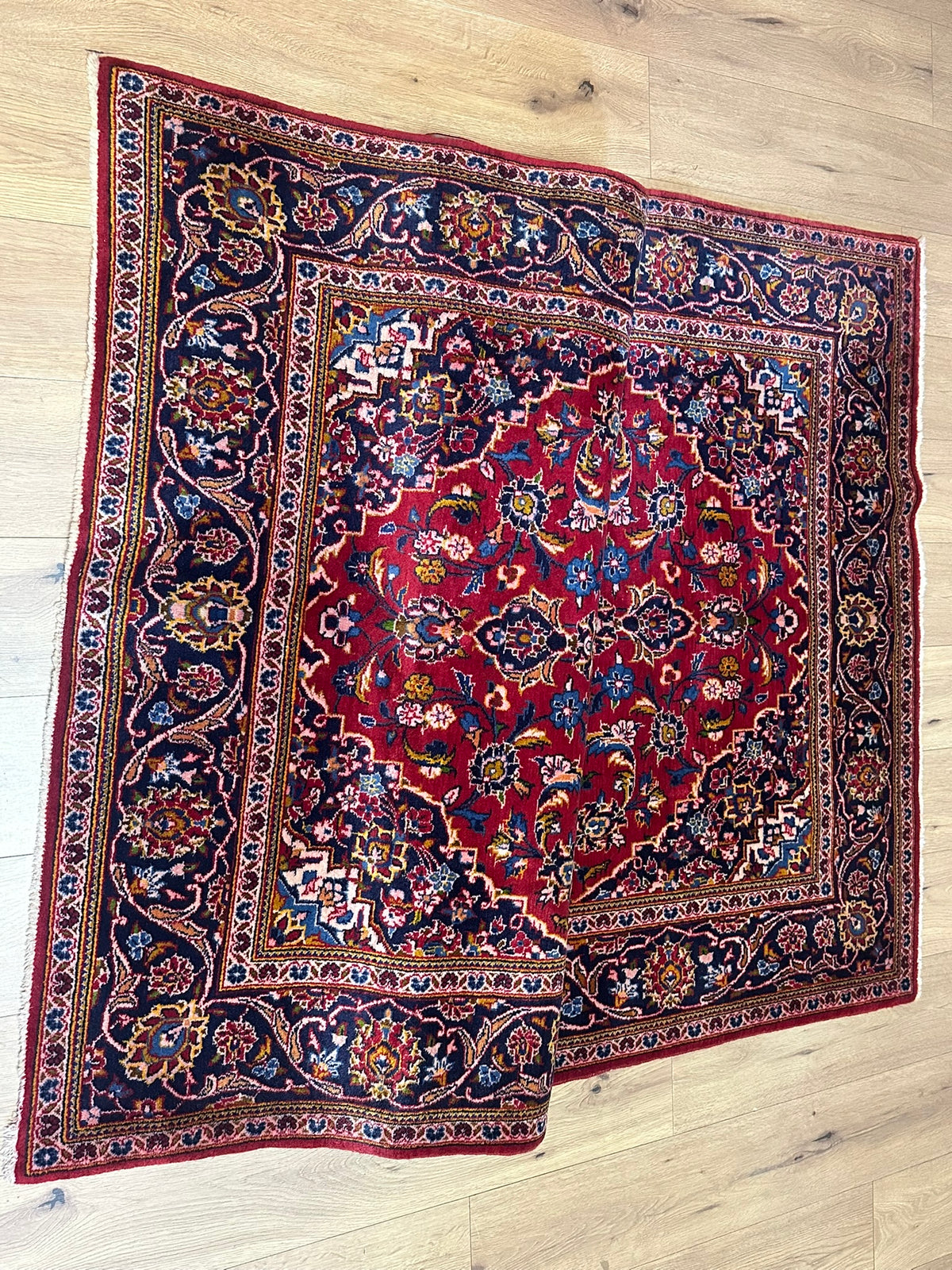 Orientteppich handgeknüpft Keschan Korkwolle 224x140 cm
