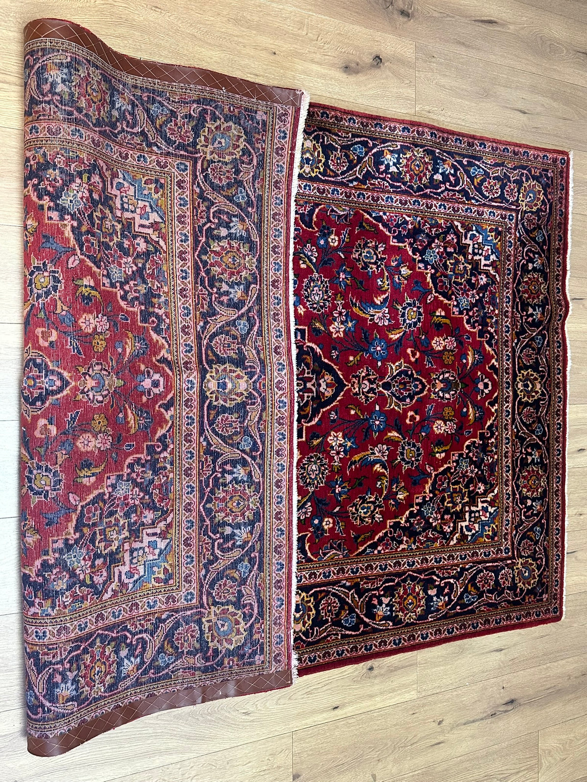 Orientteppich handgeknüpft Keschan Korkwolle 224x140 cm