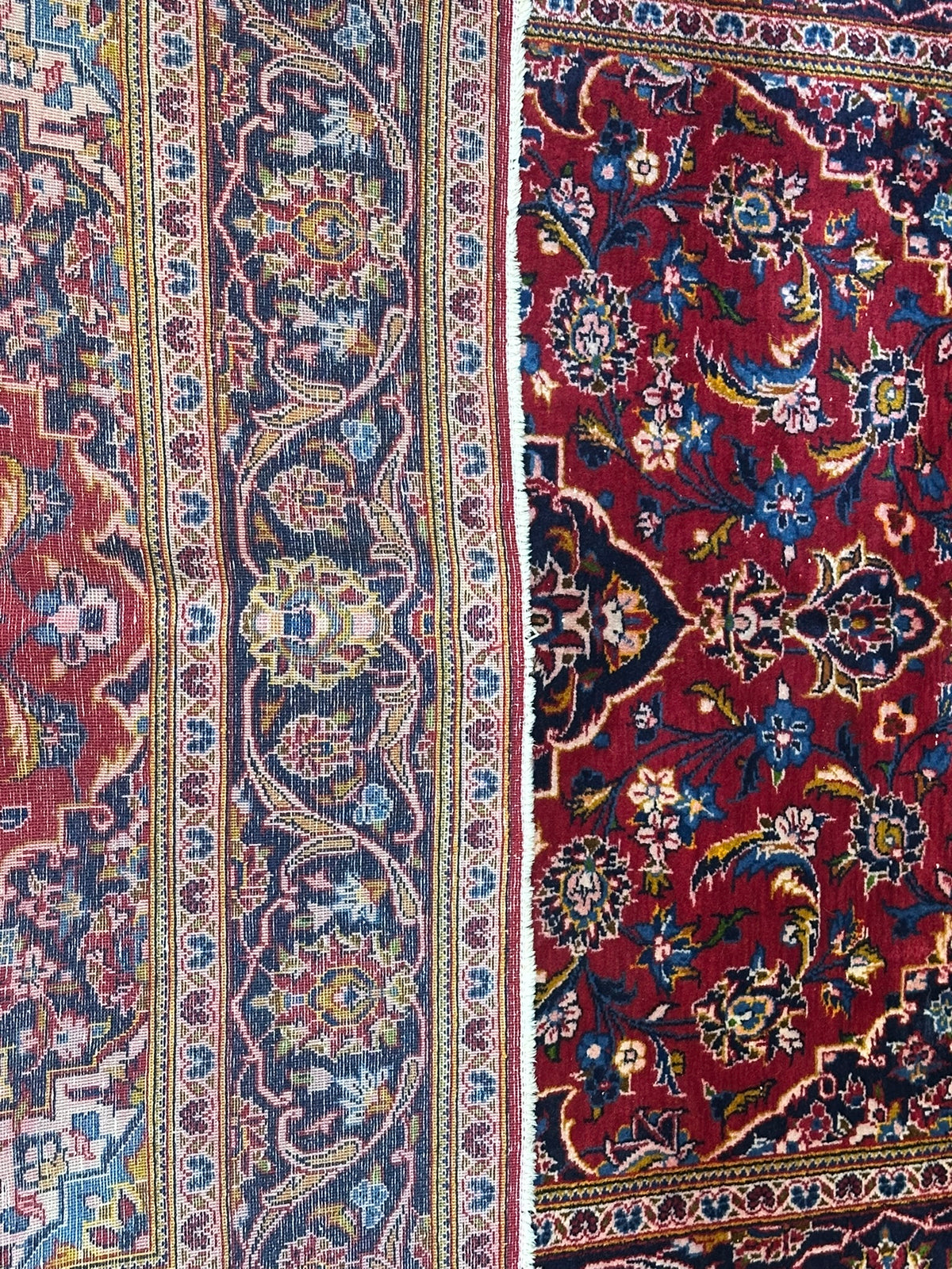 Orientteppich handgeknüpft Keschan Korkwolle 224x140 cm