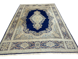 Orientteppich handgeknüpft Kirman Laver Spiegel Medaillon 383x278 cm