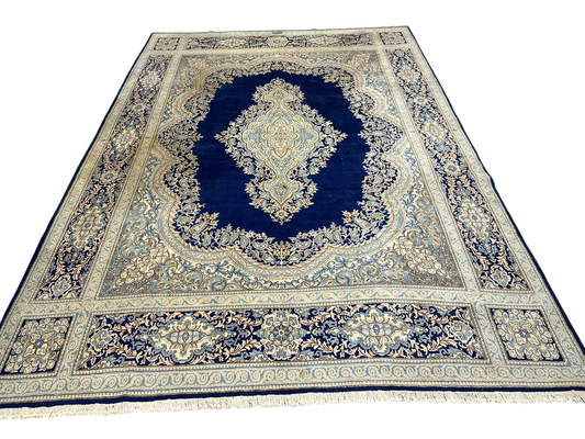 Orientteppich handgeknüpft Kirman Laver Spiegel Medaillon 383x278 cm