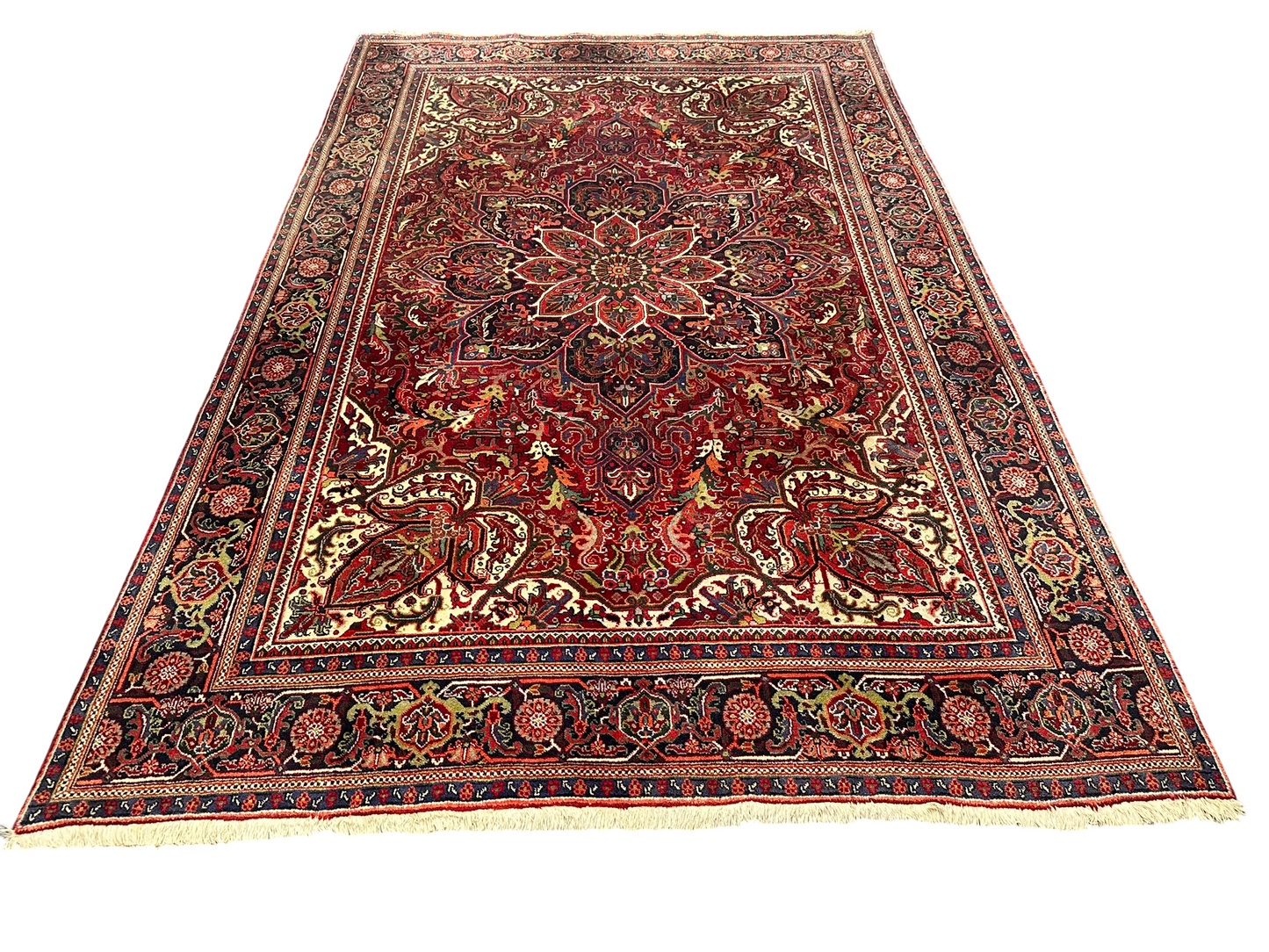 Semi Antik Orientteppich handgeknüpft Heriz Naturfarben 360x240 cm
