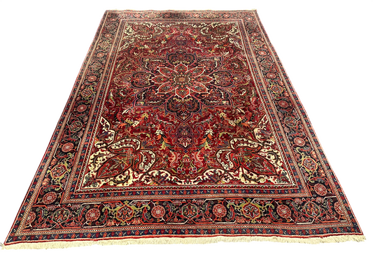 Semi Antik Orientteppich handgeknüpft Heriz Naturfarben 360x240 cm