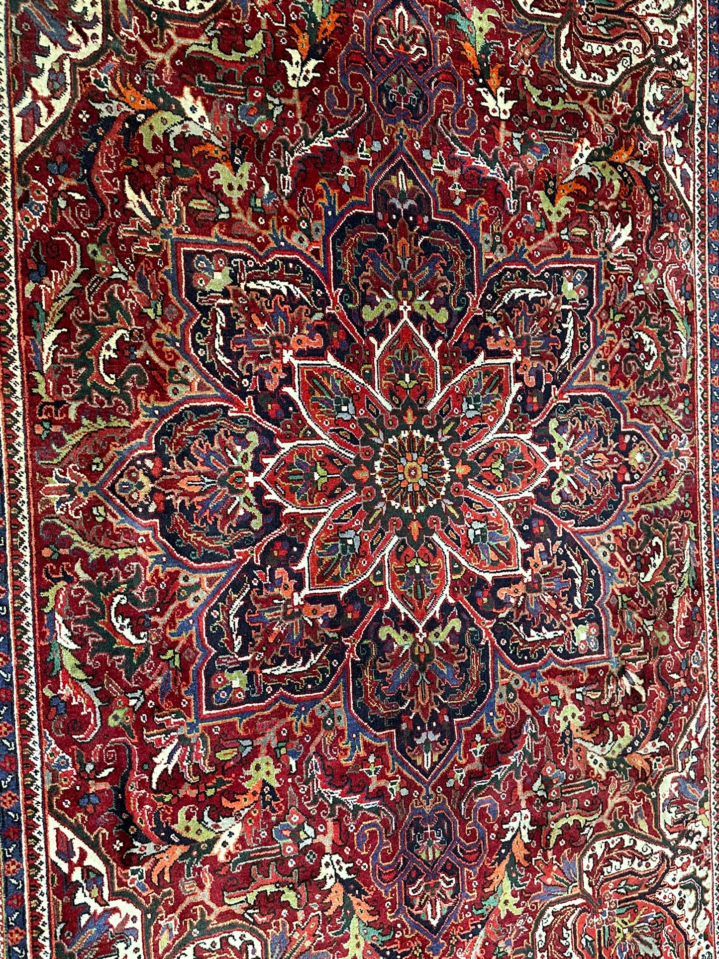 Semi Antik Orientteppich handgeknüpft Heriz Naturfarben 360x240 cm