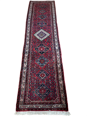 Orientteppich handgeknüpft Hamadan Läufer 310x85 cm