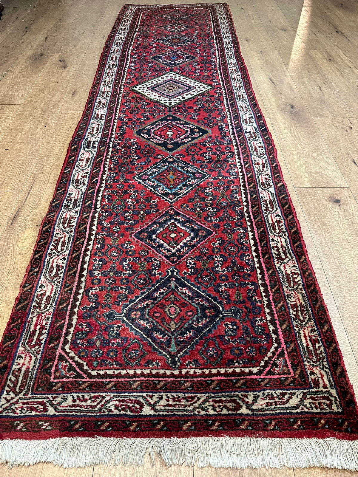 Orientteppich handgeknüpft Hamadan Läufer 310x85 cm