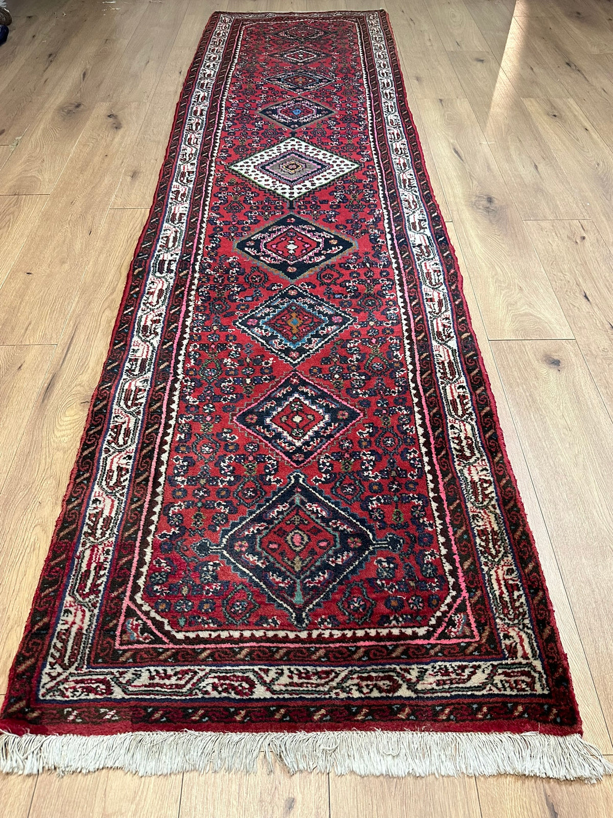 Orientteppich handgeknüpft Hamadan Läufer 310x85 cm