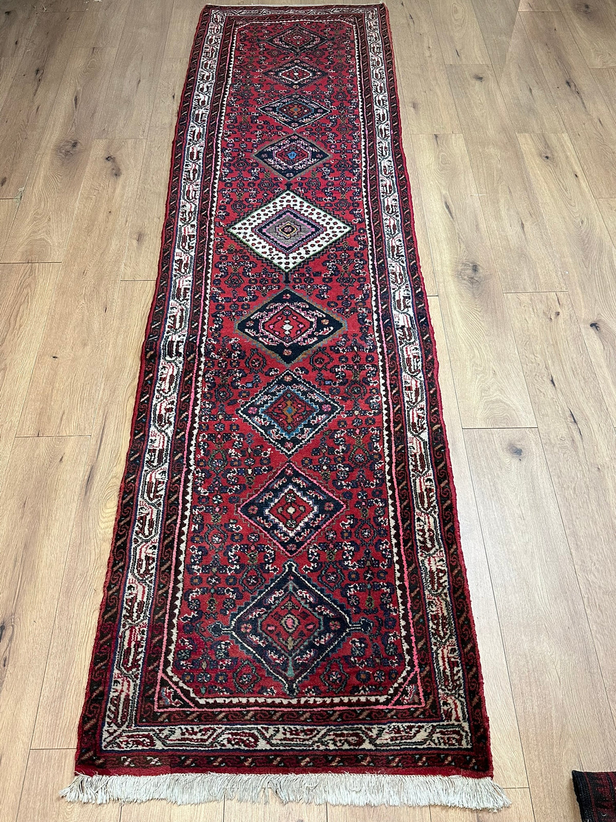 Orientteppich handgeknüpft Hamadan Läufer 310x85 cm