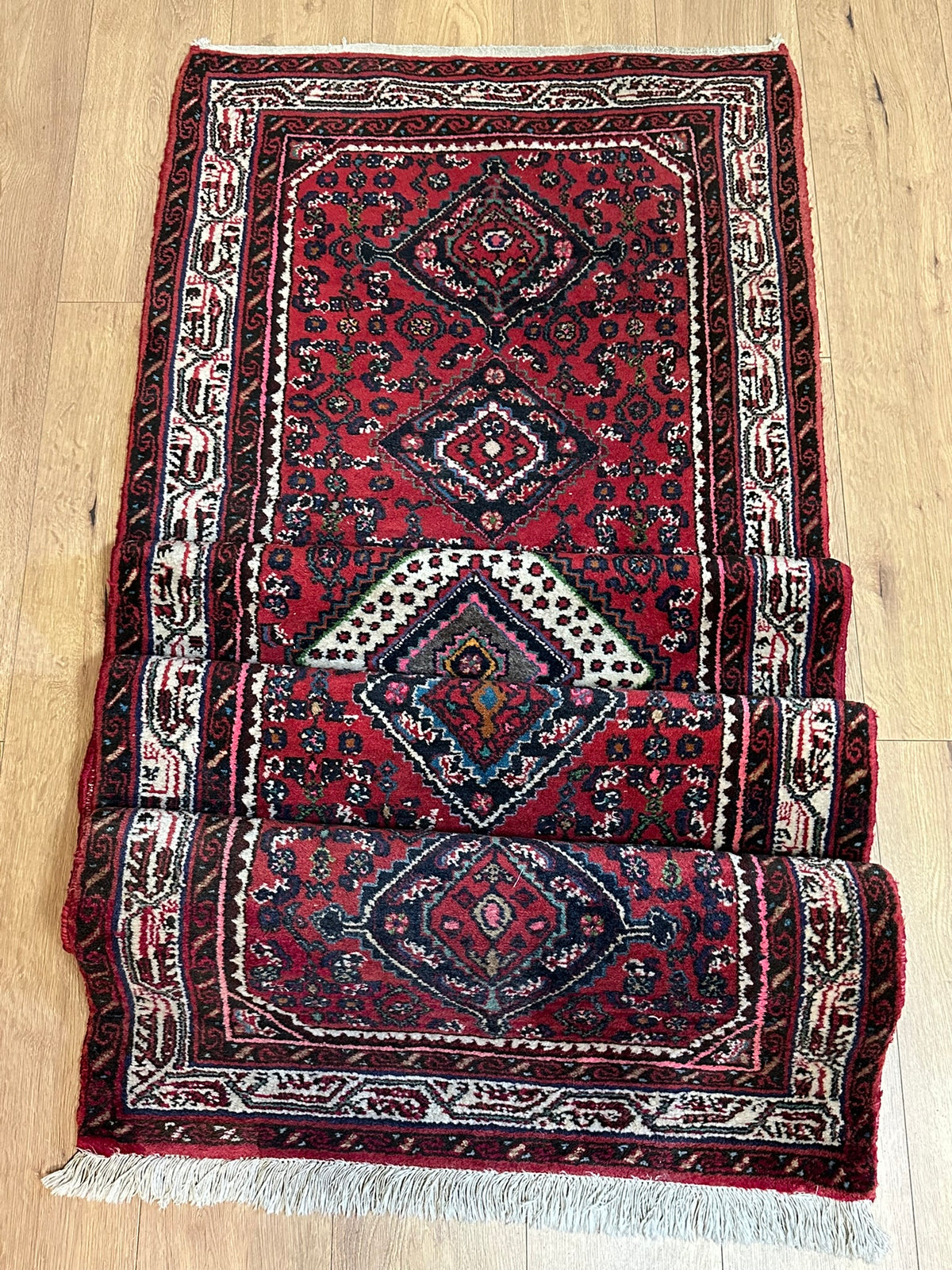 Orientteppich handgeknüpft Hamadan Läufer 310x85 cm