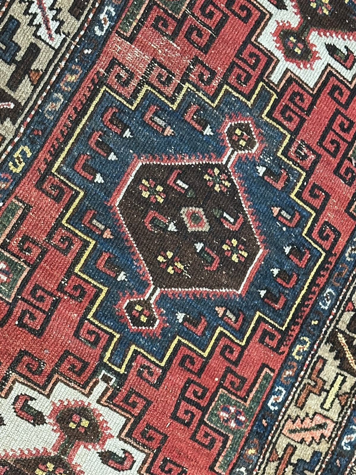 Antiker  Orientteppich handgeknüpft Kazak Läufer selten 290x84 cm