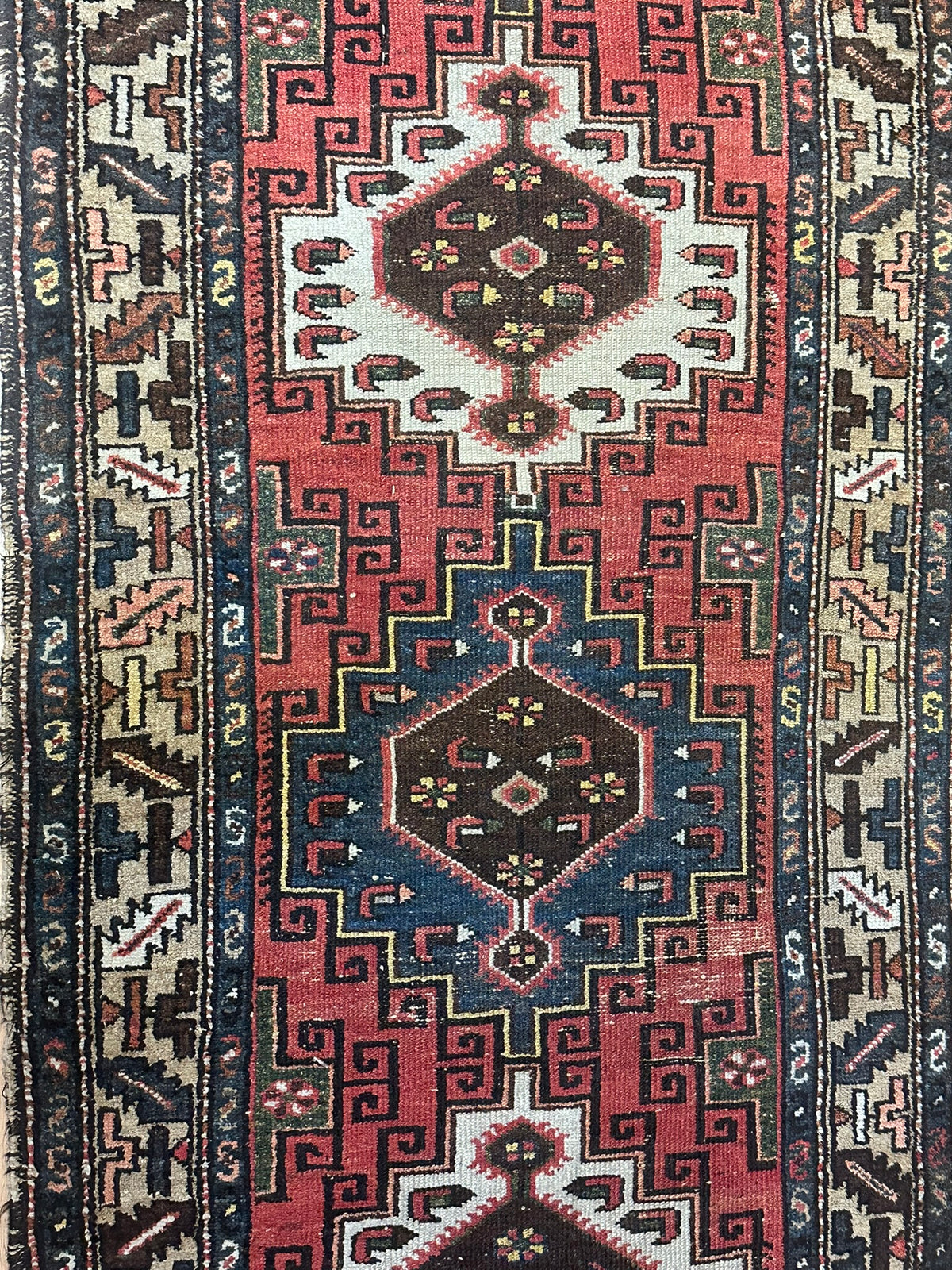 Antiker  Orientteppich handgeknüpft Kazak Läufer selten 290x84 cm