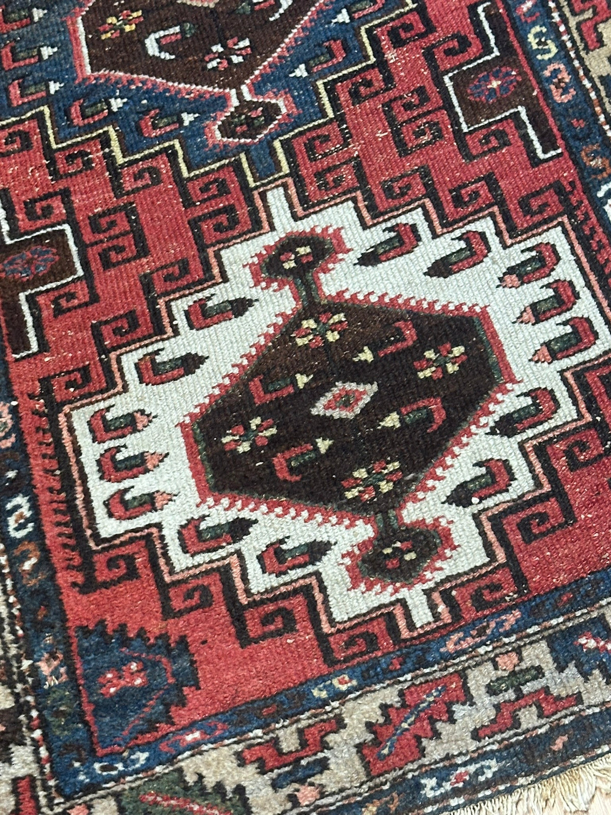 Antiker  Orientteppich handgeknüpft Kazak Läufer selten 290x84 cm