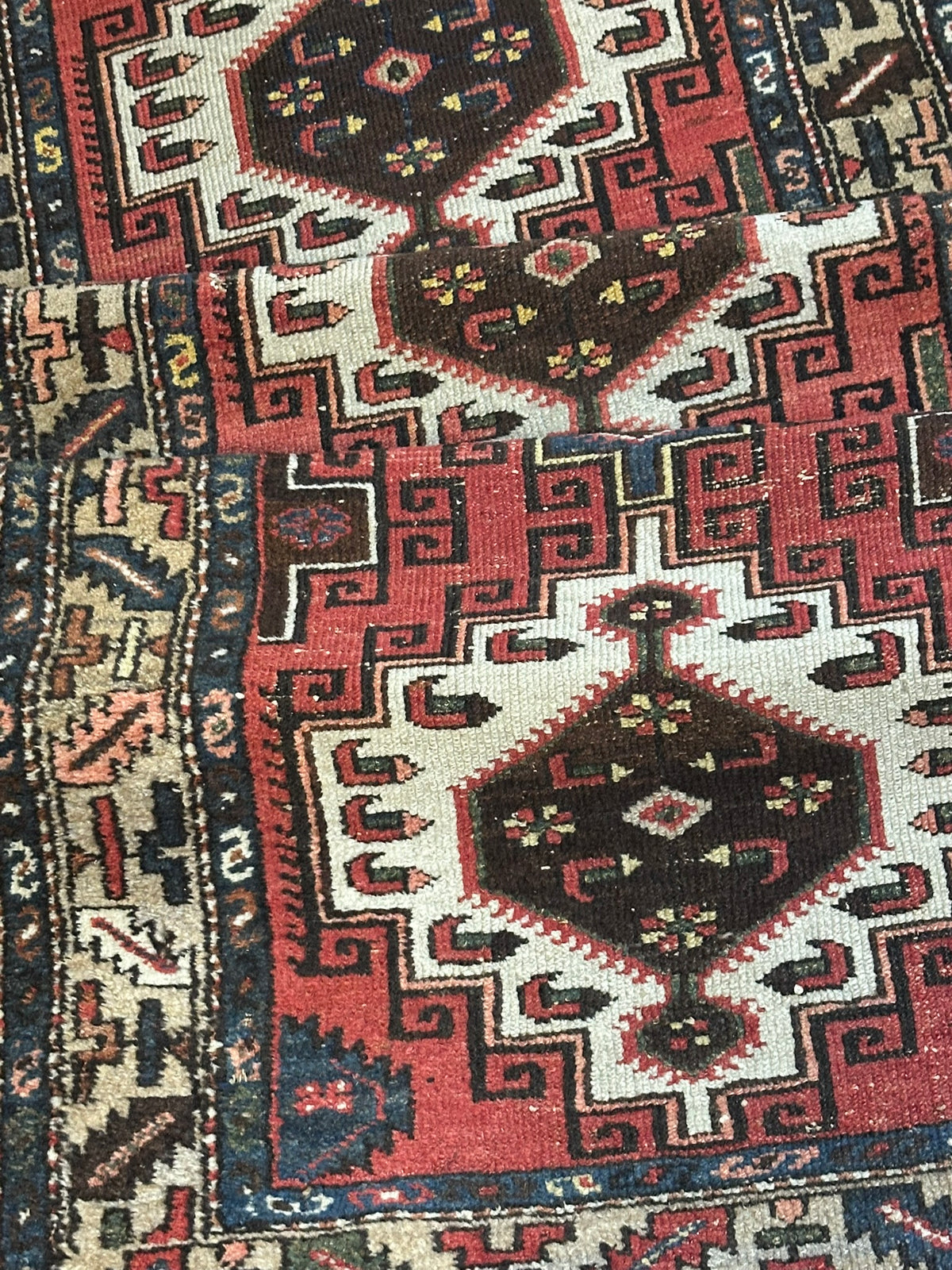 Antiker  Orientteppich handgeknüpft Kazak Läufer selten 290x84 cm