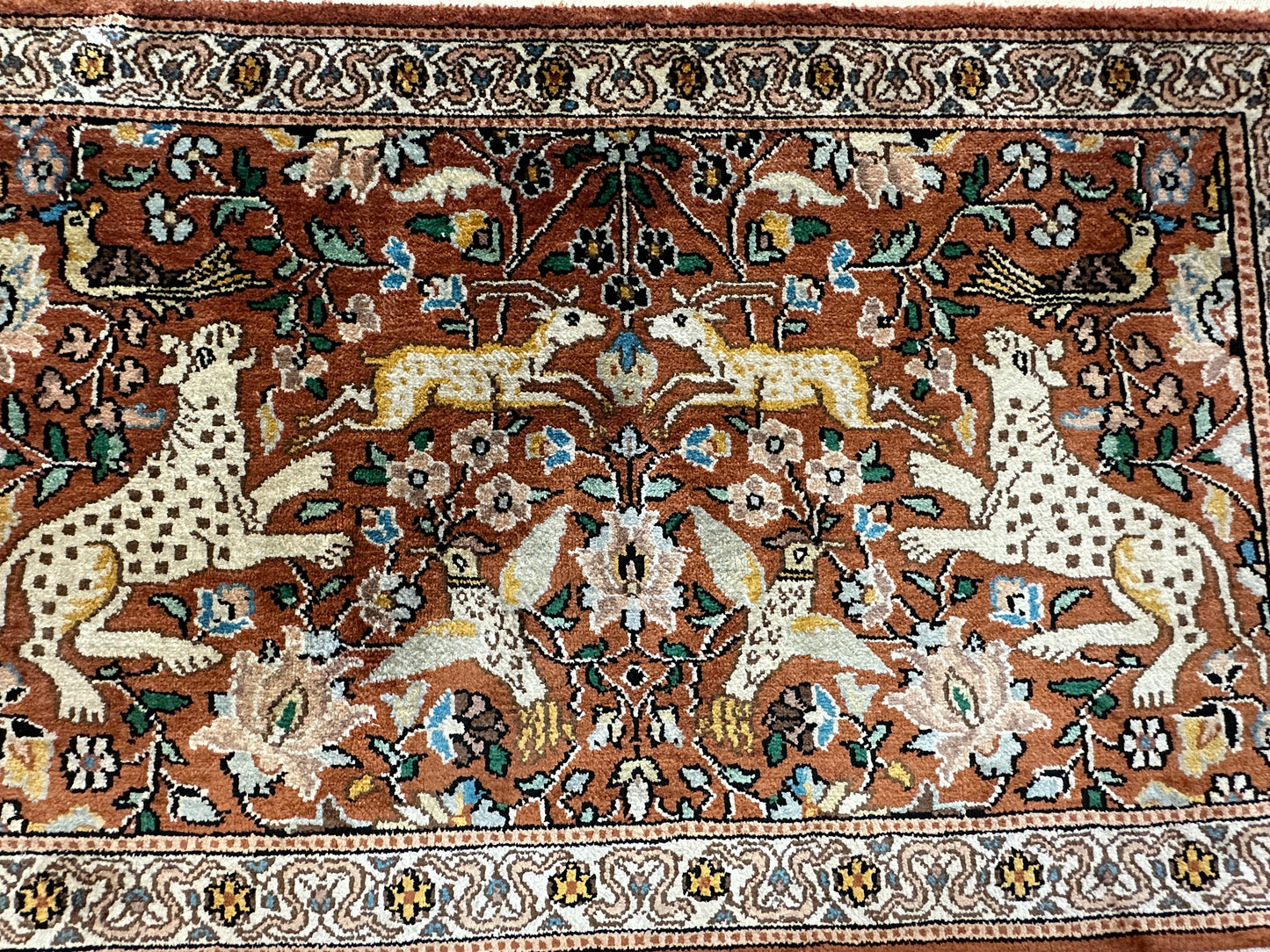 Handgeknüpfter Orientteppich Kaschmir Ghom Seidenteppich 50x75cm