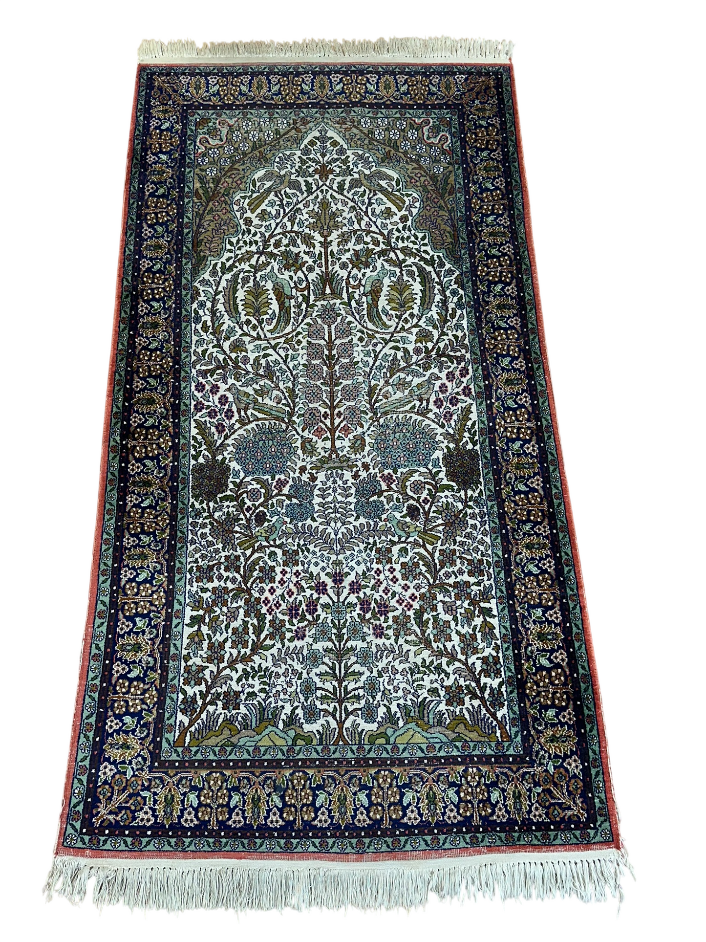Orientteppich handgeknüpft Kaschmir Seide Lebensbaum 166x86 cm