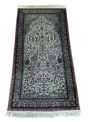 Orientteppich handgeknüpft Kaschmir Seide Lebensbaum 166x86 cm