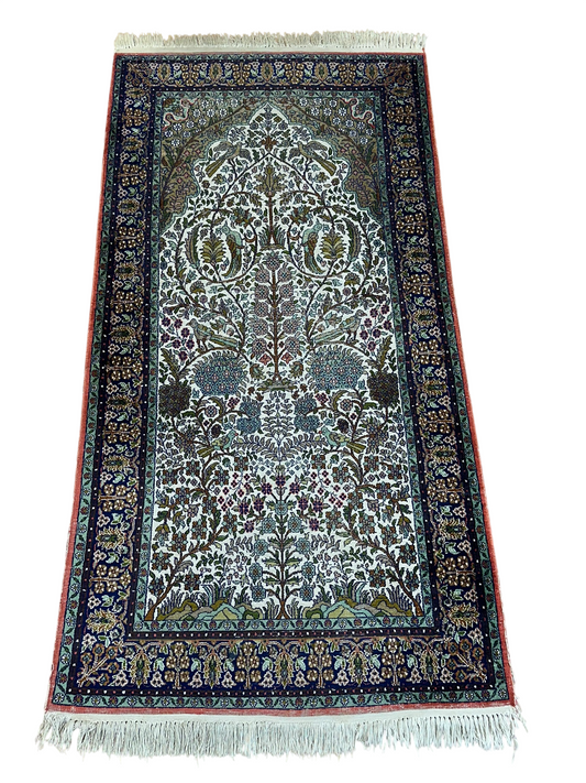 Orientteppich handgeknüpft Kaschmir Seide Lebensbaum 166x86 cm