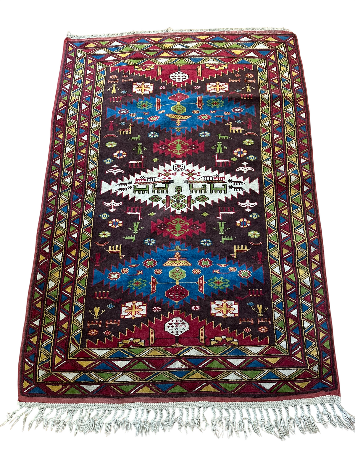 Orientteppich handgeknüpft Kazak Antik Naturfarben Wolle 190x125 cm