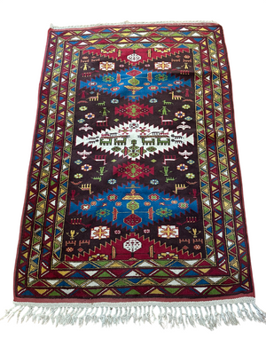 Orientteppich handgeknüpft Kazak Antik Naturfarben Wolle 190x125 cm