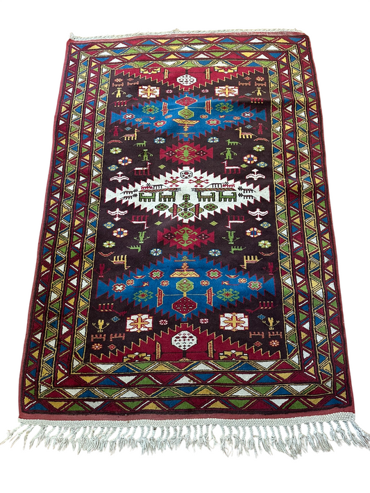 Orientteppich handgeknüpft Kazak Antik Naturfarben Wolle 190x125 cm