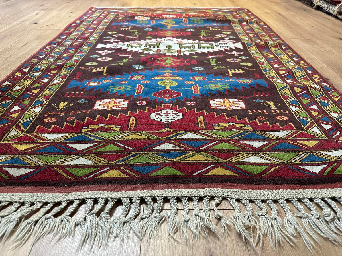 Orientteppich handgeknüpft Kazak Antik Naturfarben Wolle 190x125 cm