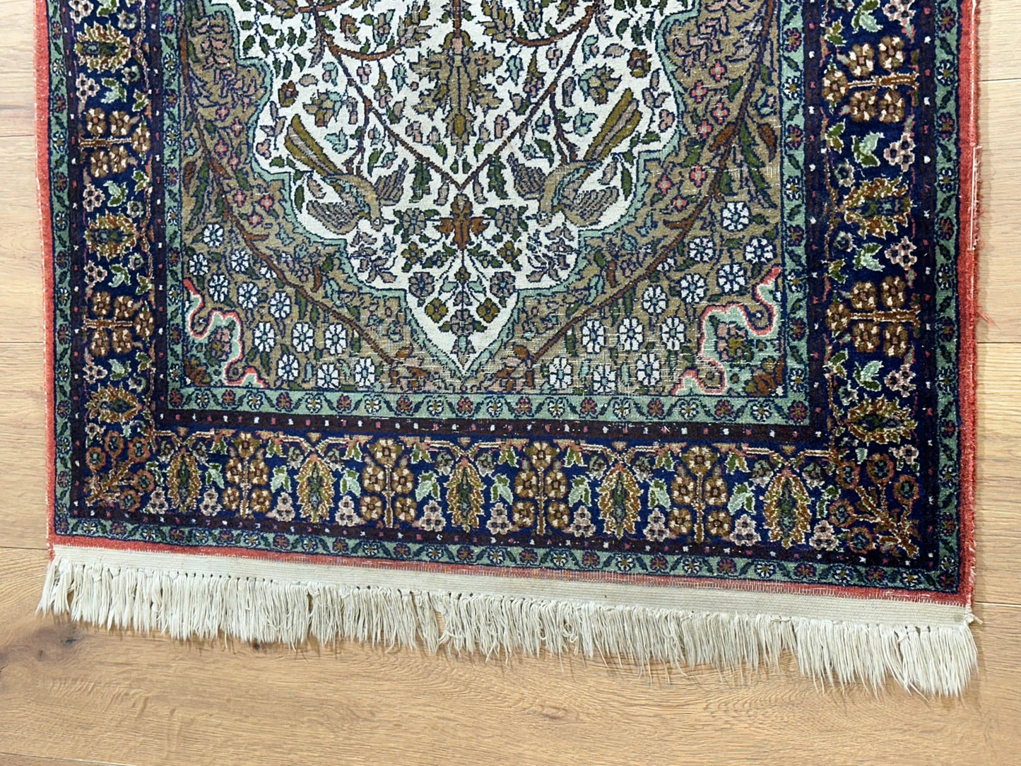 Orientteppich handgeknüpft Kaschmir Seide Lebensbaum 166x86 cm