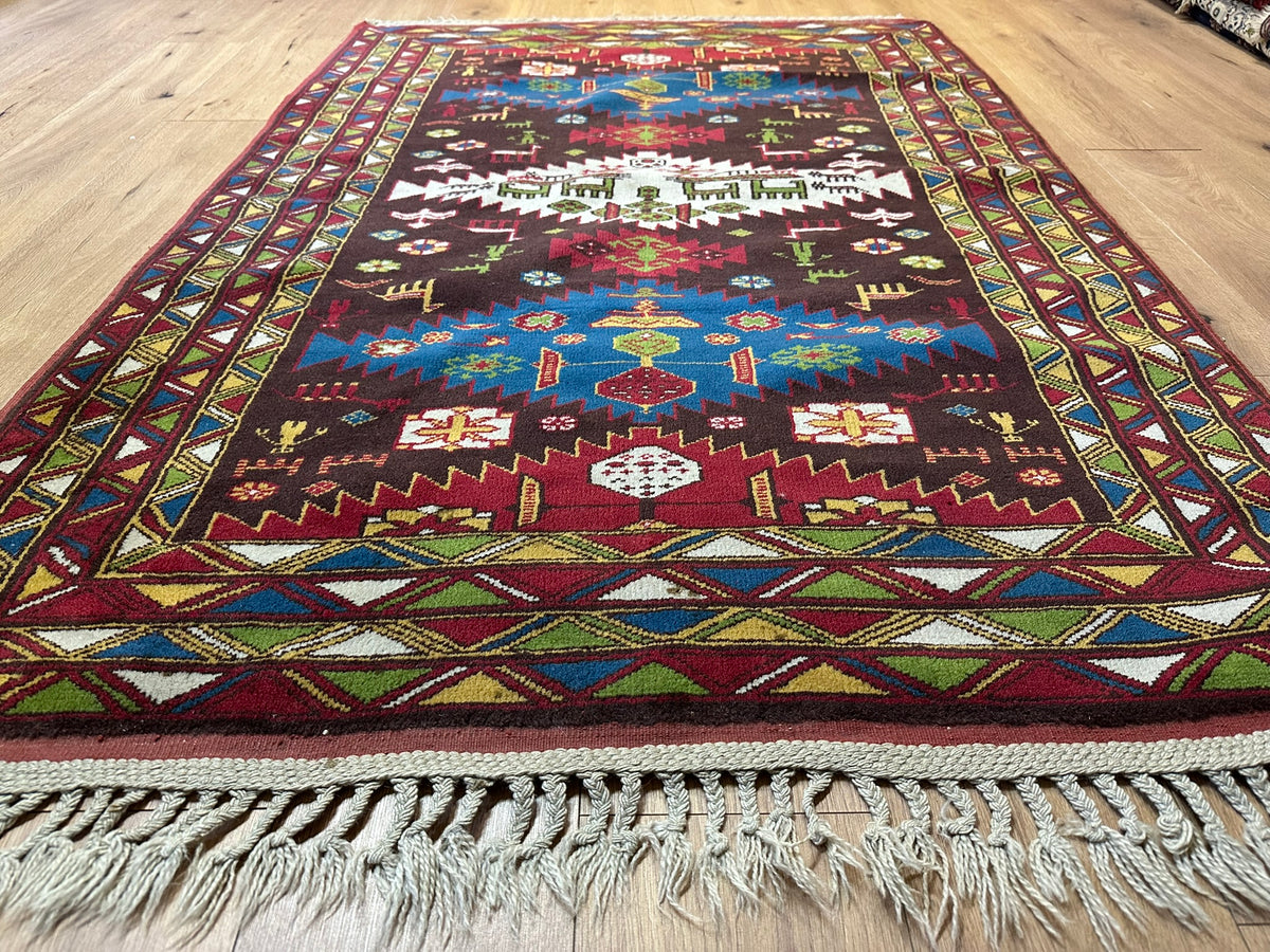 Orientteppich handgeknüpft Kazak Antik Naturfarben Wolle 190x125 cm