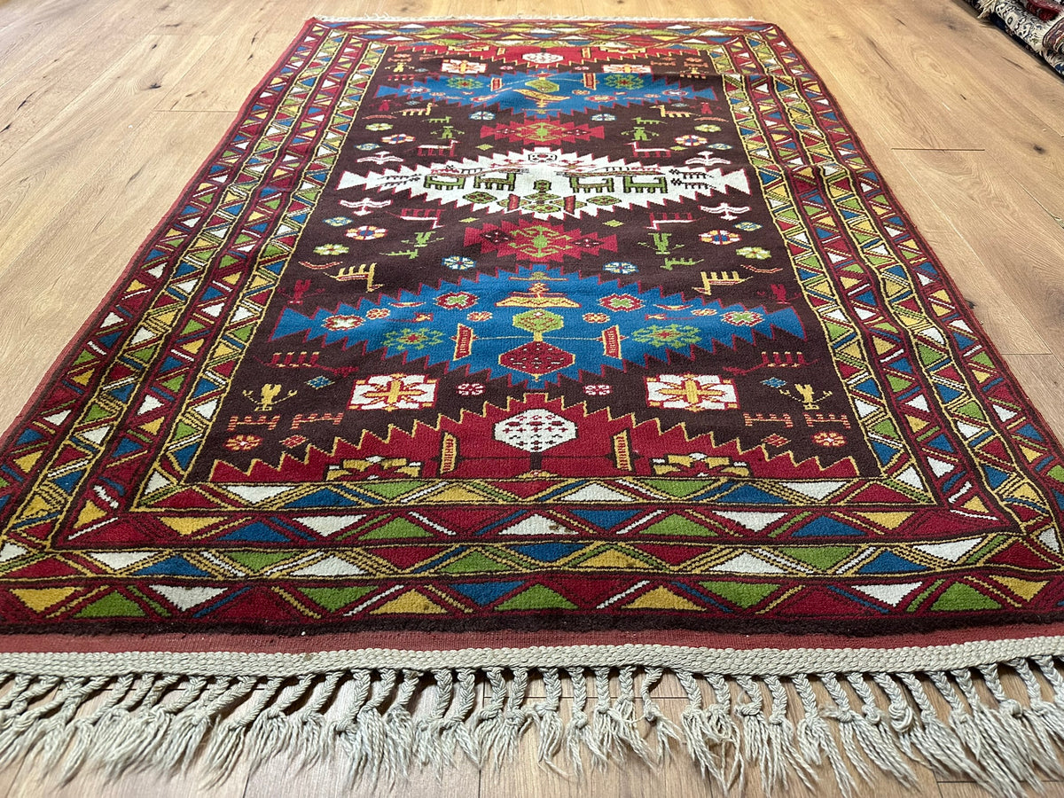 Orientteppich handgeknüpft Kazak Antik Naturfarben Wolle 190x125 cm