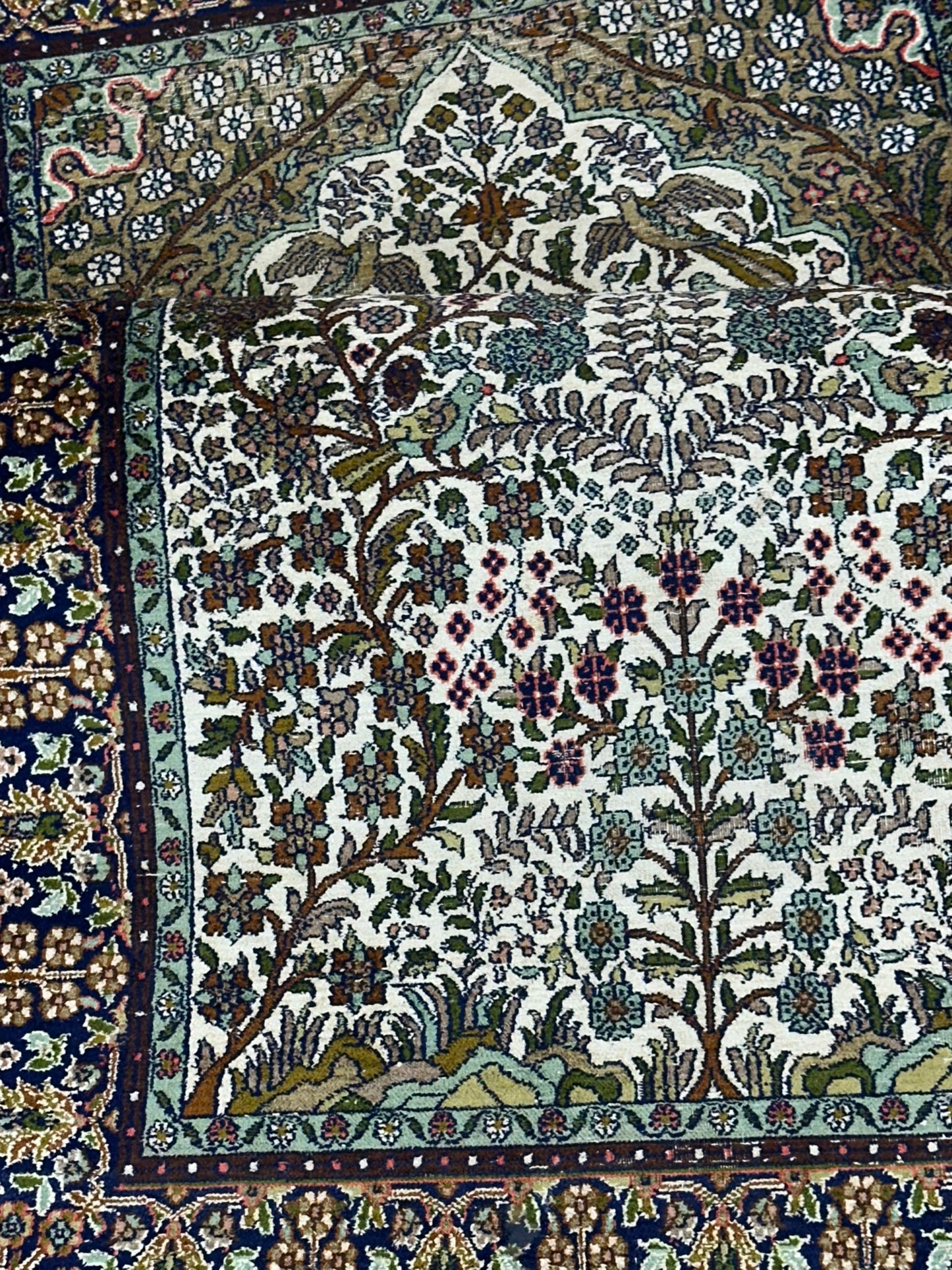 Orientteppich handgeknüpft Kaschmir Seide Lebensbaum 166x86 cm