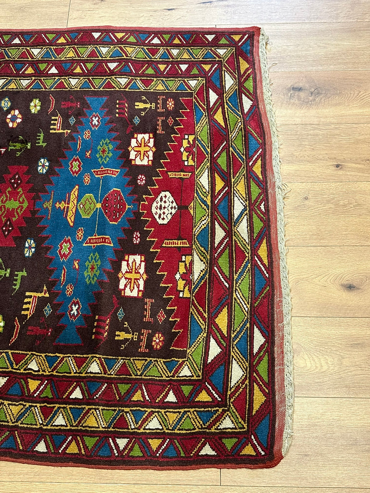 Orientteppich handgeknüpft Kazak Antik Naturfarben Wolle 190x125 cm