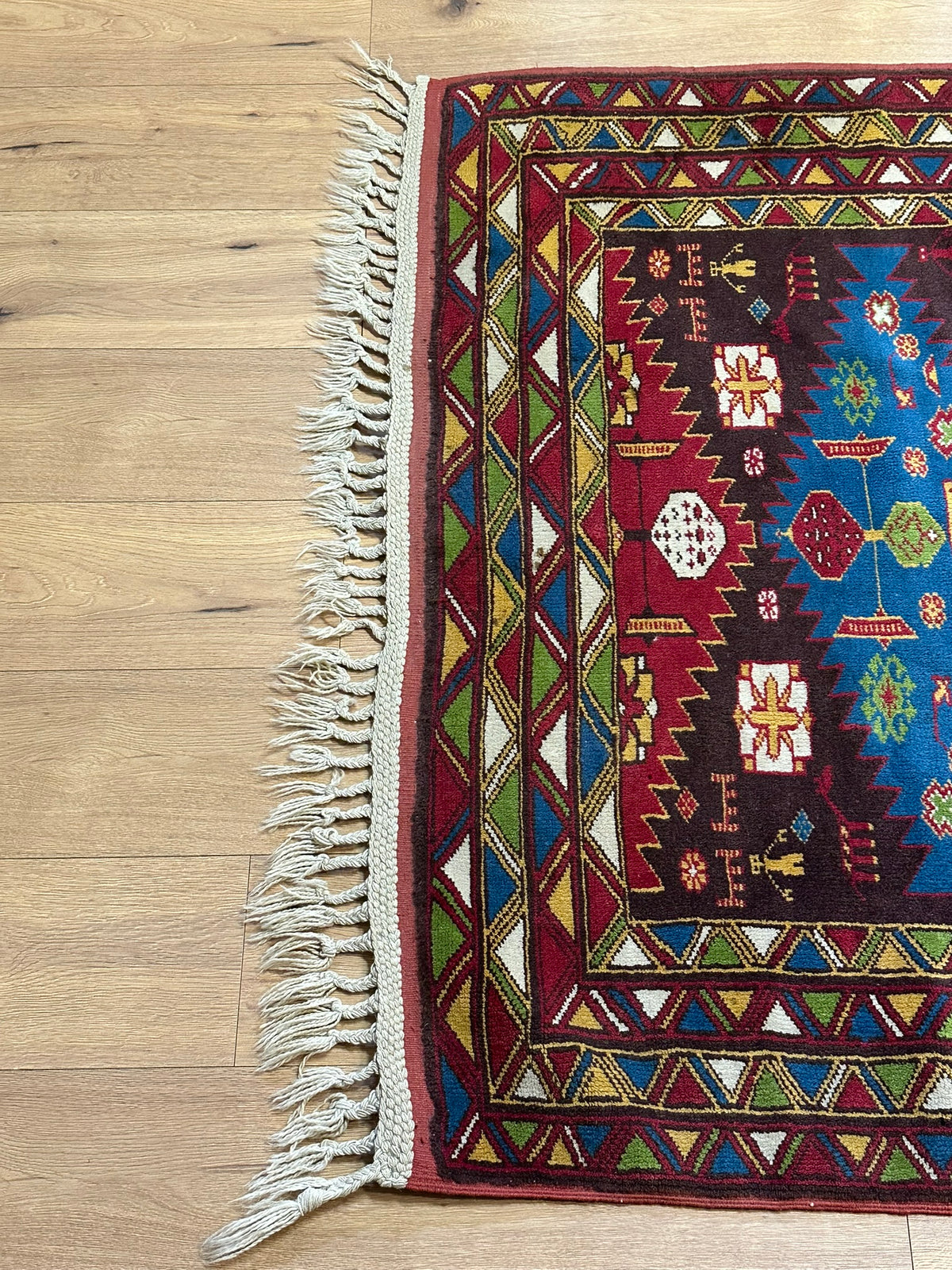 Orientteppich handgeknüpft Kazak Antik Naturfarben Wolle 190x125 cm