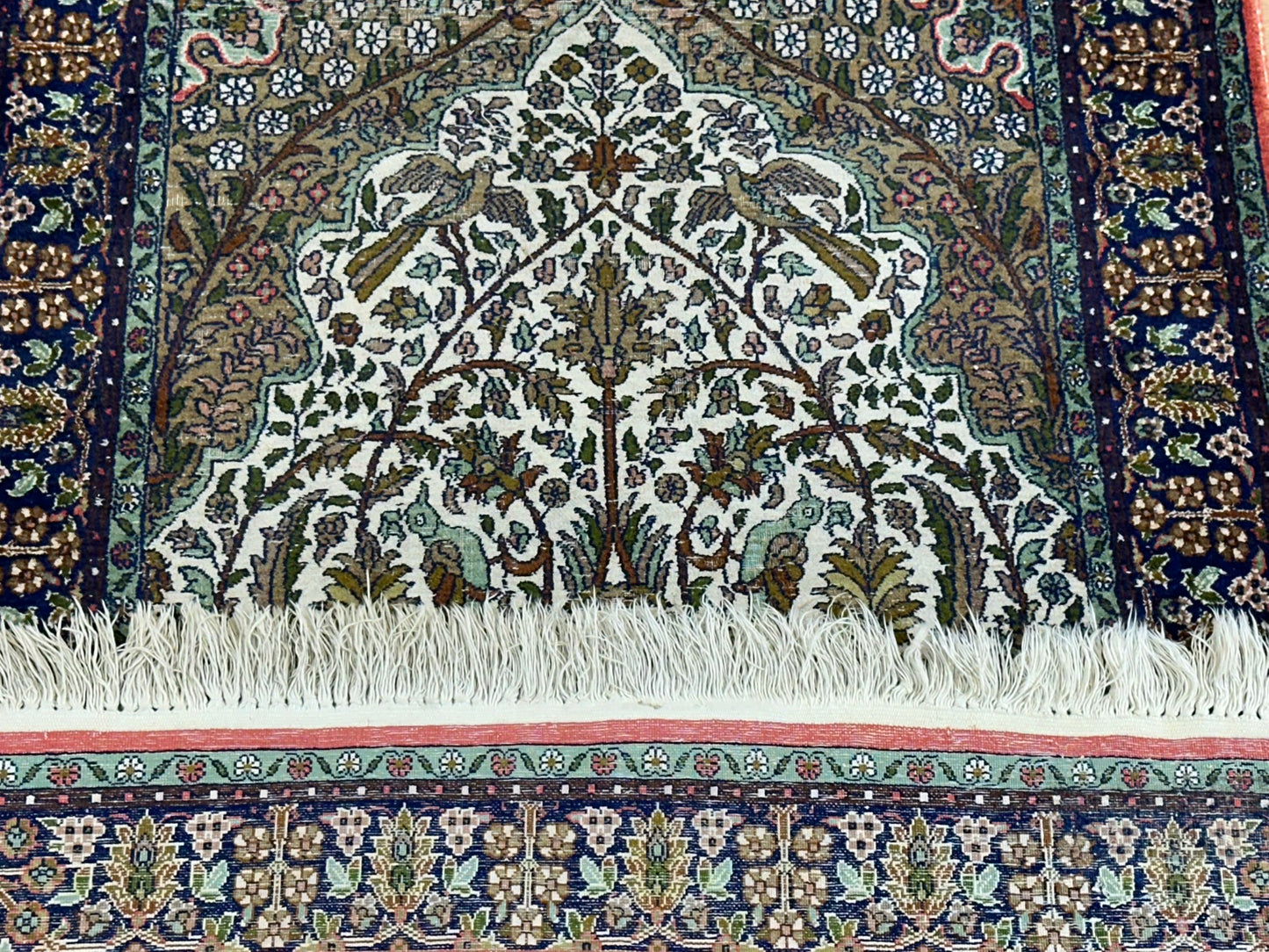 Orientteppich handgeknüpft Kaschmir Seide Lebensbaum 166x86 cm